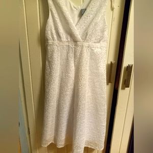 Lace fit-and-flare dress with crochet detail